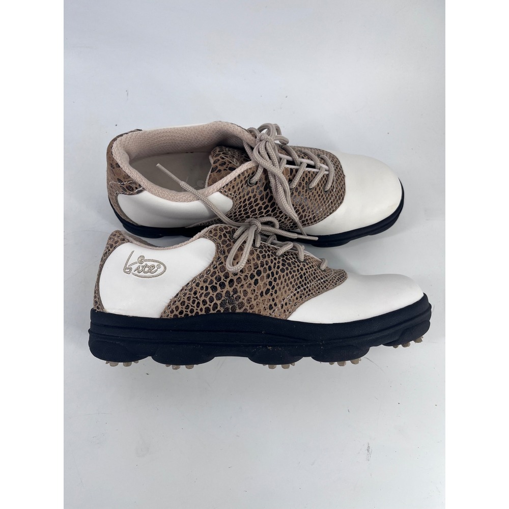 Bite Golf Tradition Shoes White Sandsnake Waterproof Leather Spiked  M 7 W 8.5